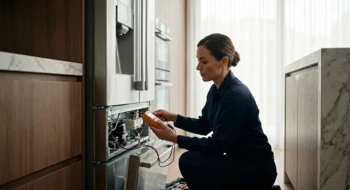 Technician Repairing Fridge